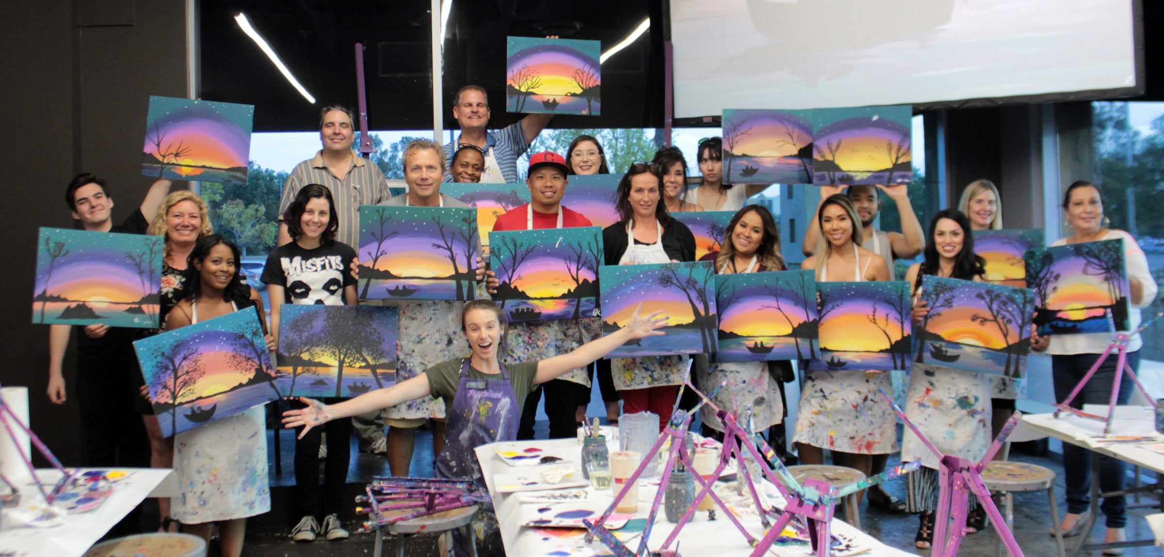 Quality Paint & Sip Supplies Purple Easel Store